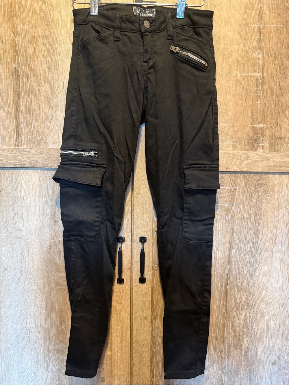 Guess Black Slim Pants with Zip Accents